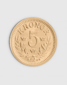2,01 gram Svensk 5 kr Oscar II Guldmynt